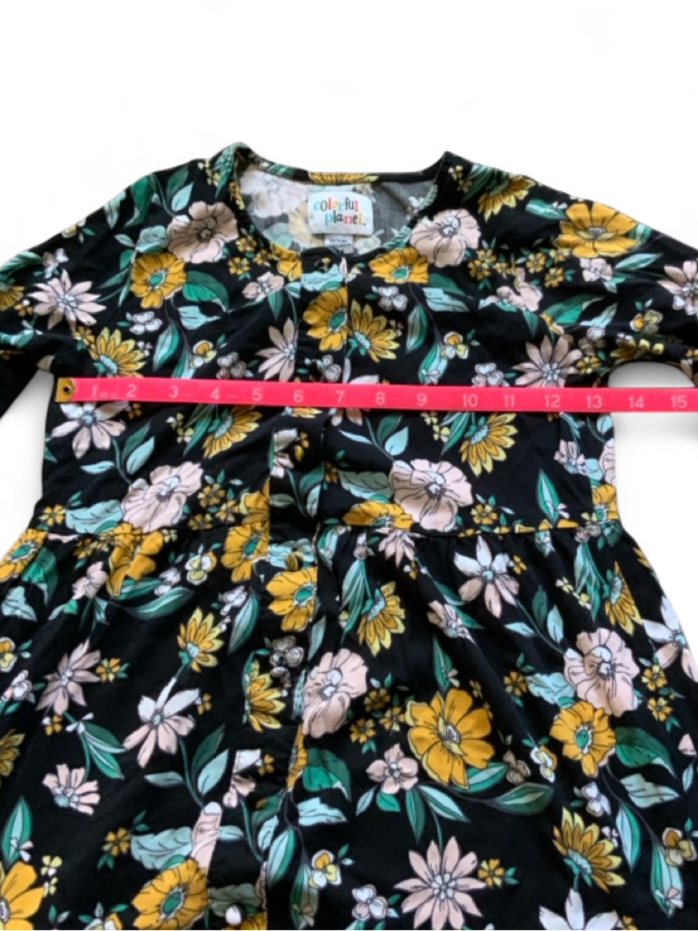 Colorful Planet Floral LS Button Down Casual Dress Girls Medium 7/8 - Picture 6 of 7